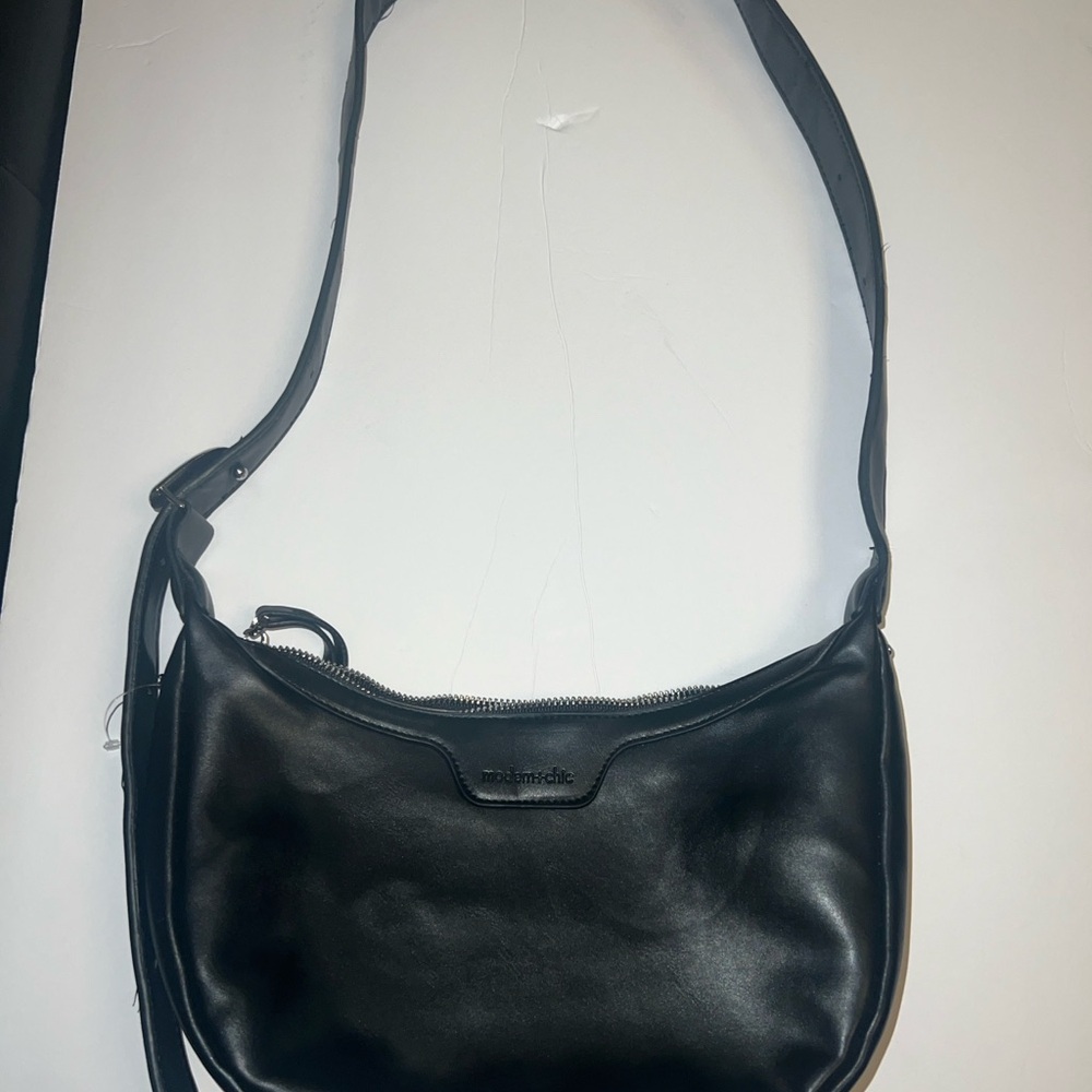 Classic Black Leather Shoulder Bag